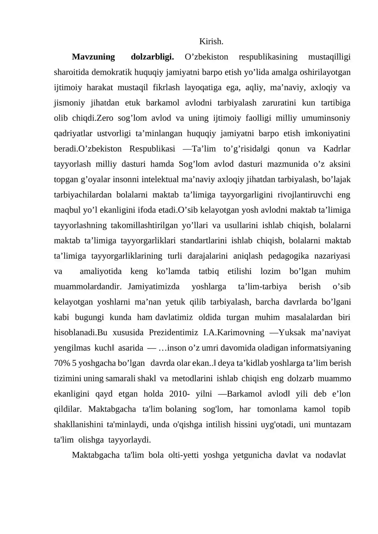 Bolani maktab talimiga tayyorlashga tasir etuvchi omillar 3