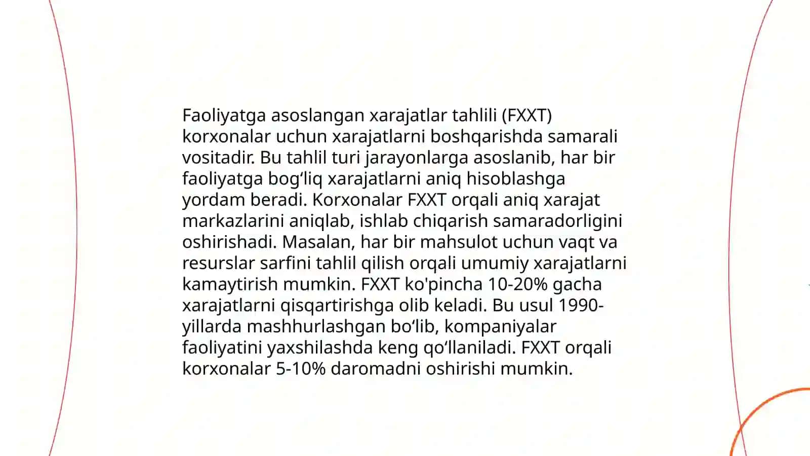 'Activity Based Costing(ABC)' tahlilining tavsifi 3