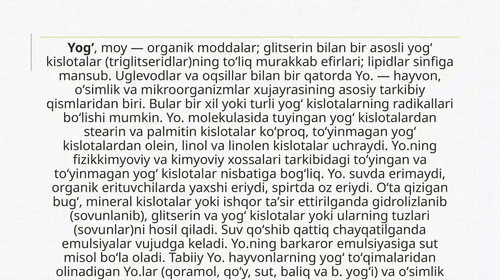 Yog’lar haqida 3