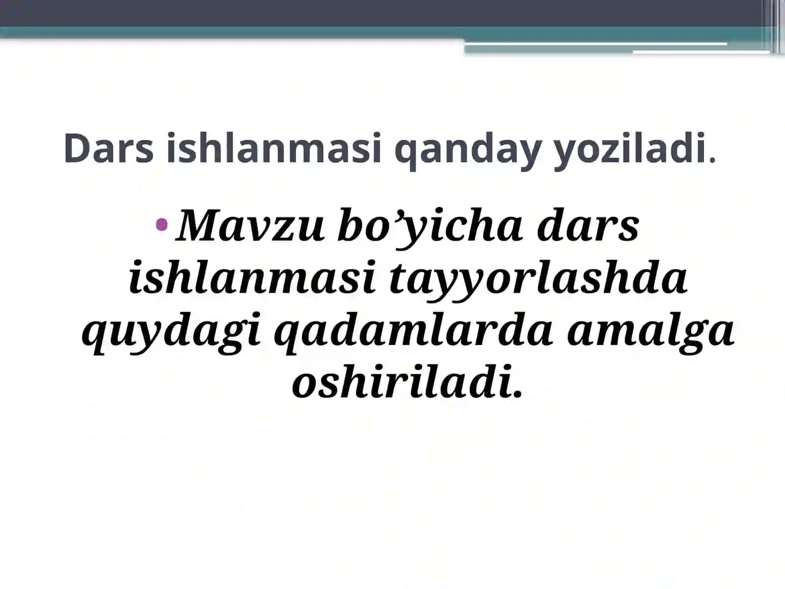 MAVZU  BO’YICHA DARS ISHLANMASINI TAYYORLASH 3