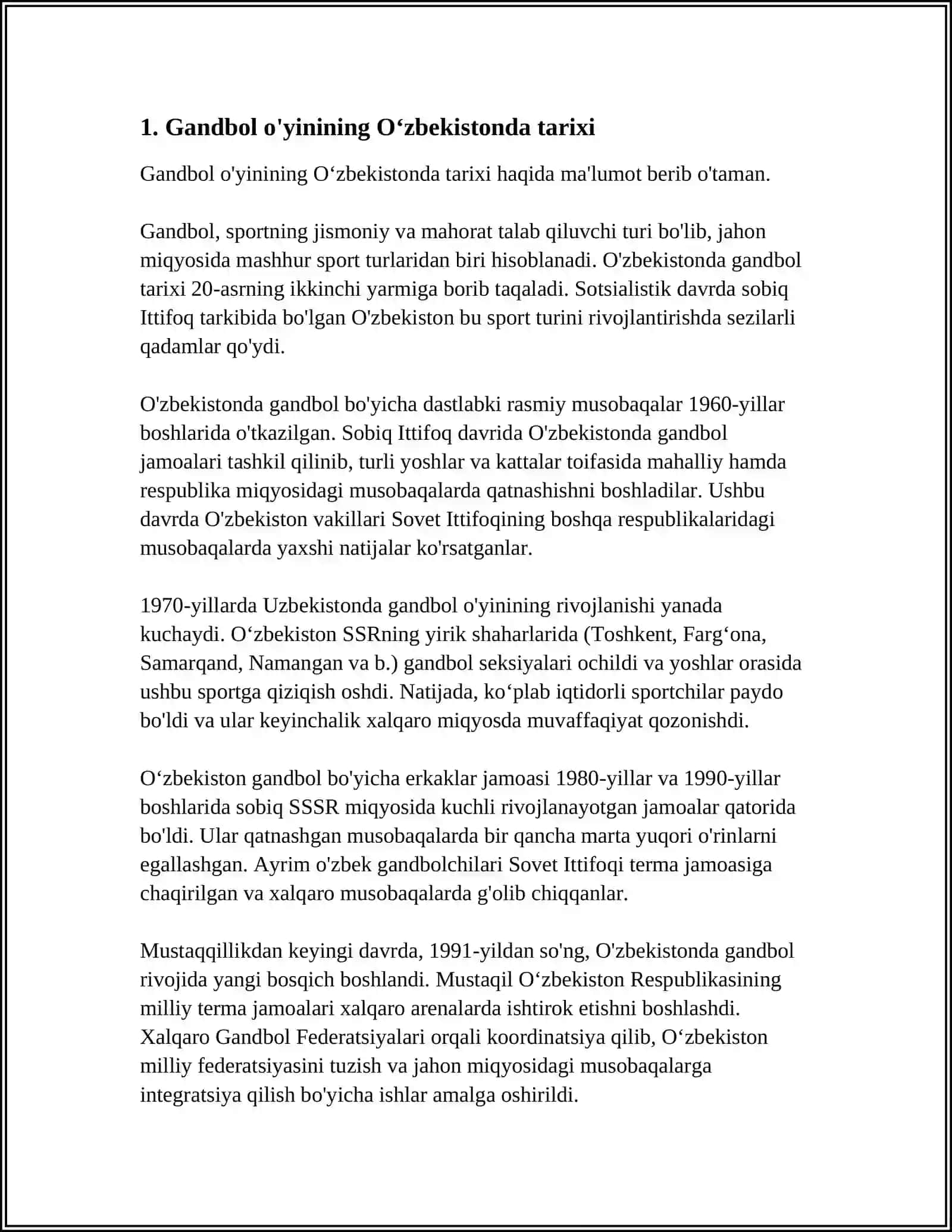 OʻZBEKISTONDA GANDBOL OʻYININING RIVOJLANISHI 3