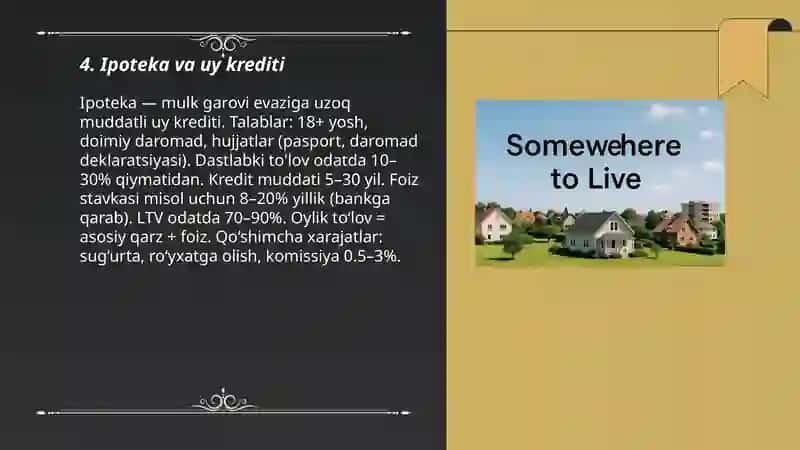 Plan: Types of housing (house, apartment, studio) 3
