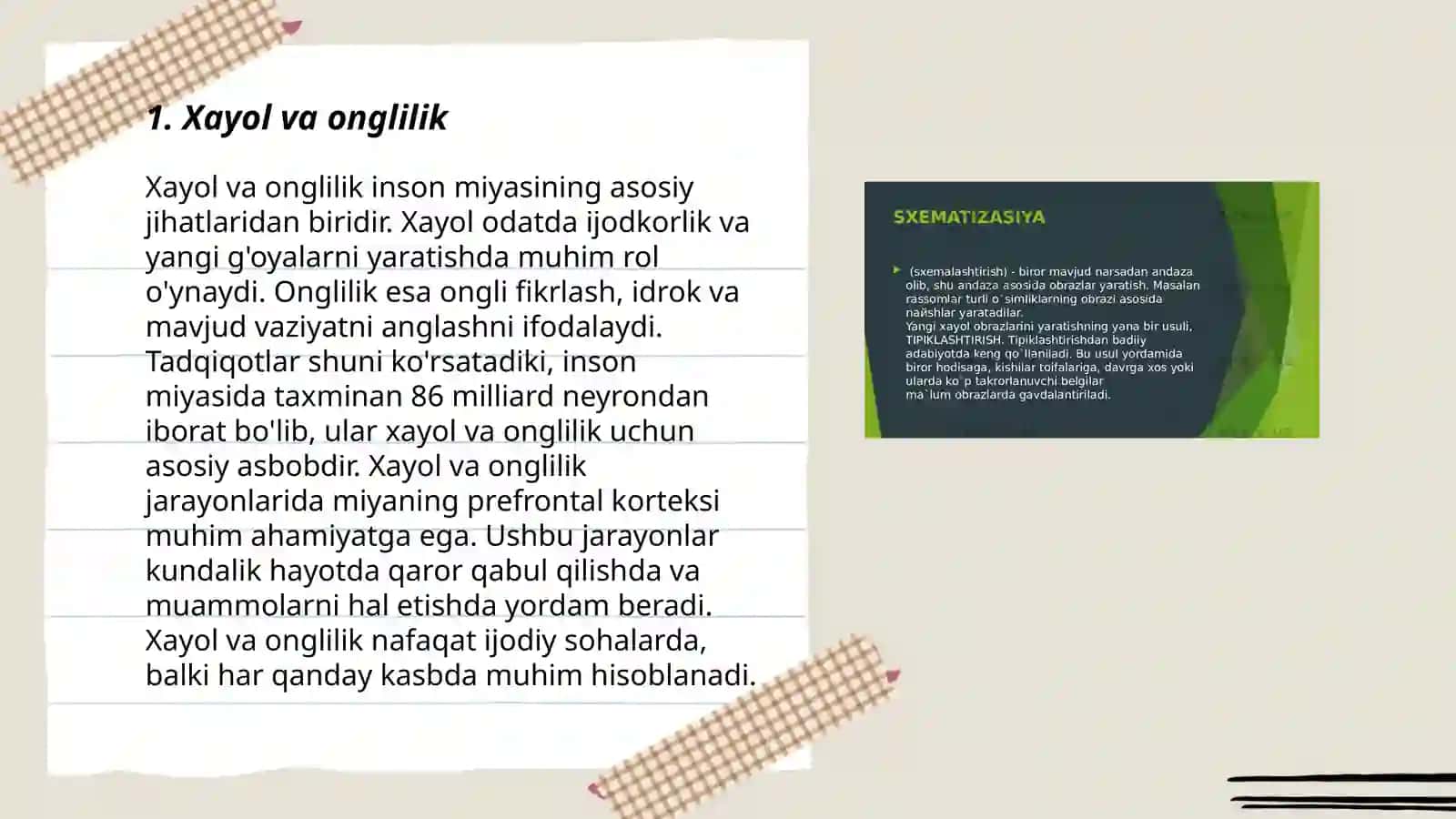 Xayol va Onglik 3