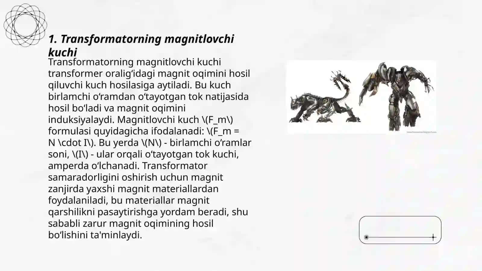 Transformatorlarda magnitlovchi kuchlar tenglamasi 3
