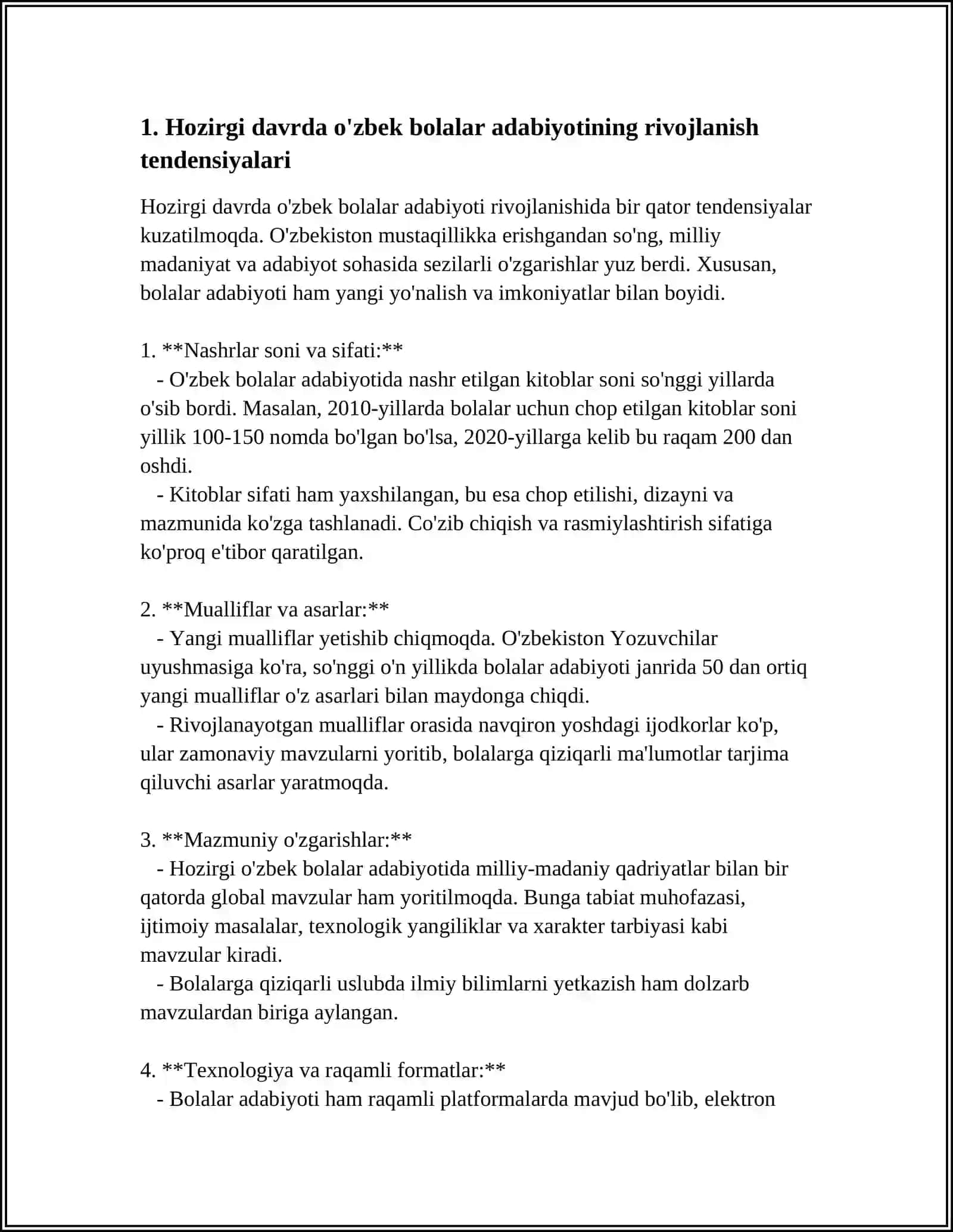 HOZIRGI DAVRDA O'ZBEK BOLALAR ADABIYOTI 3