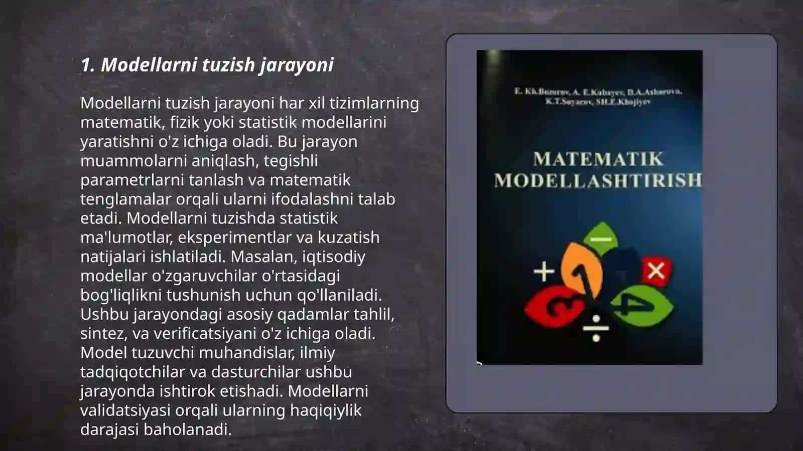 Modellarini tuzishning asosiy tamoyillari va hossalari 3