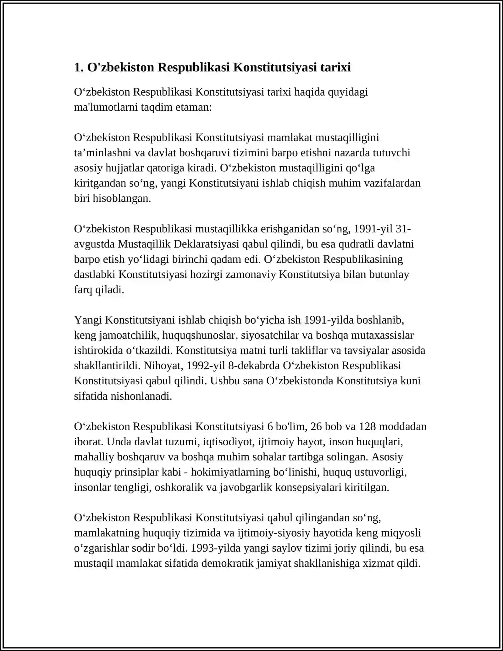 O‘ZBEKISTON RESPUBLIKASI KONSTITUTSIYASI YARATILISHI VA TAKOMILLASHUVI 3