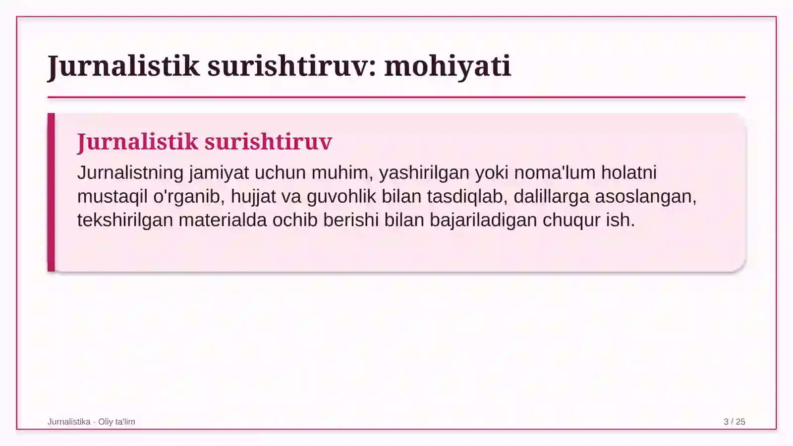 Jurnalistika · Oliy ta'lim 3