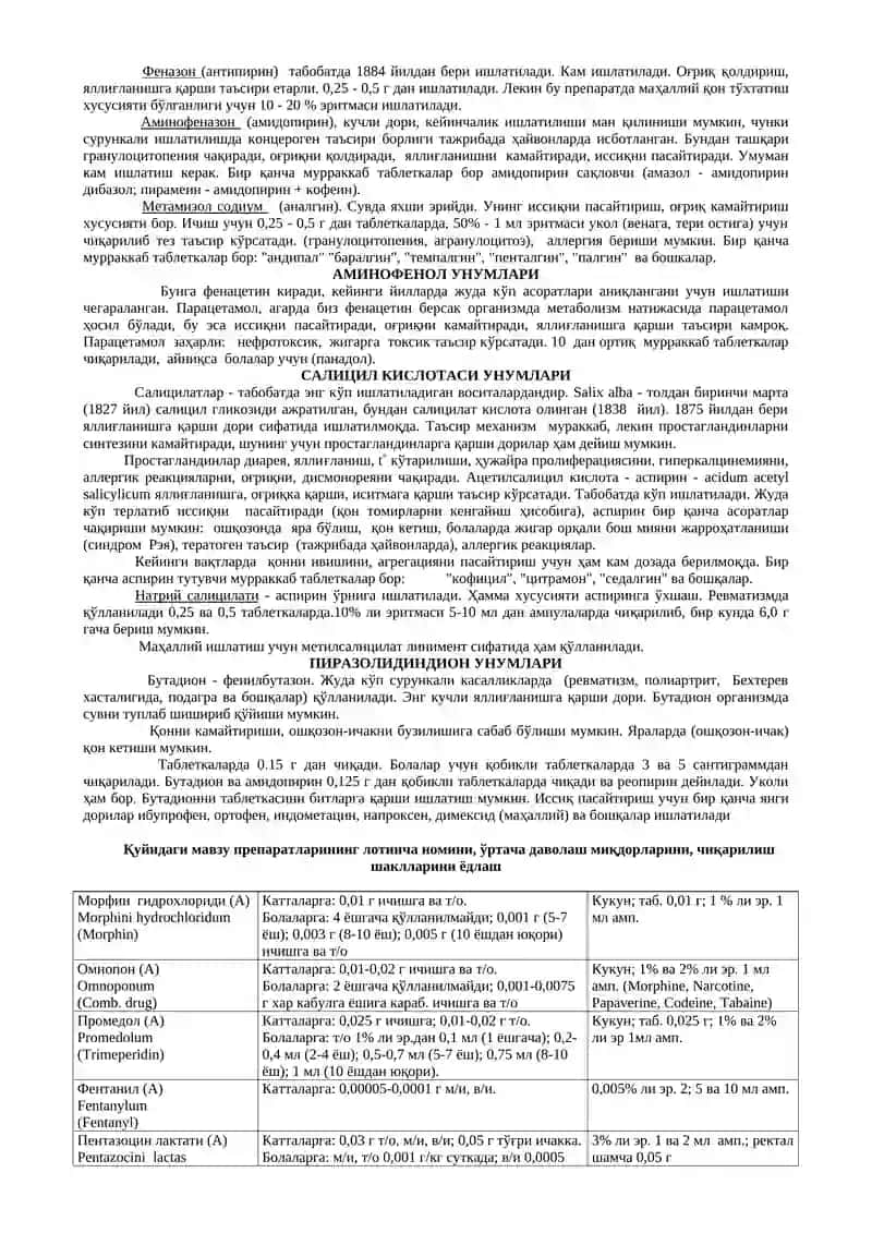 НАРКОТИК ВА НОНАРКОТИК АНАЛГЕТИКЛАР 3