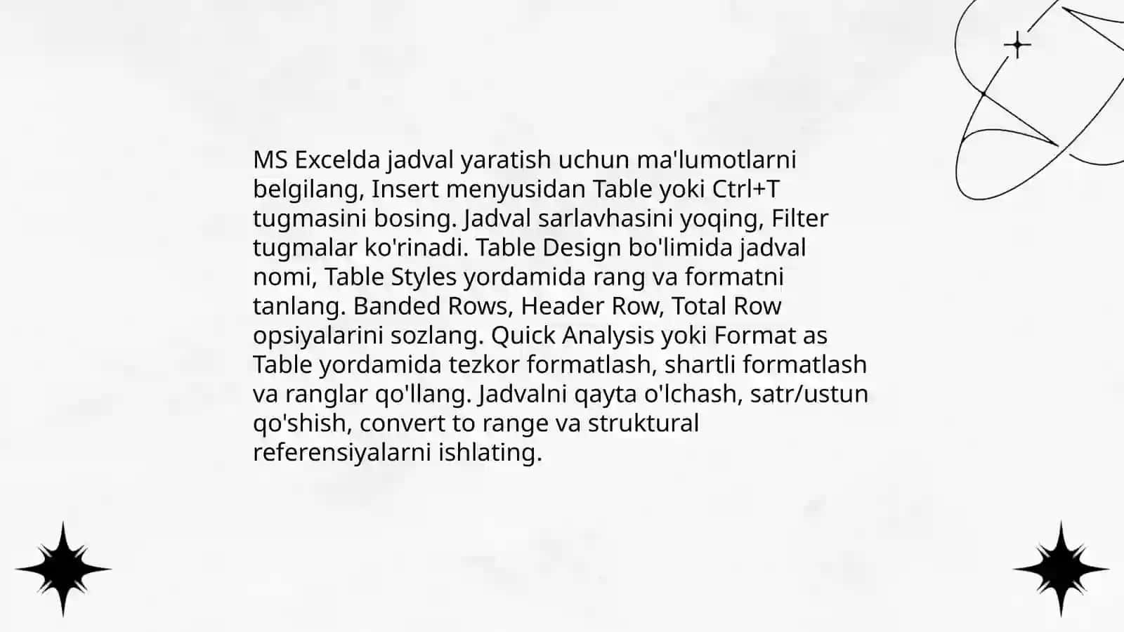 MS Excelda jadvallar 3