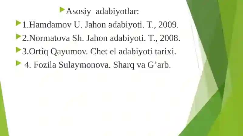 O’rta asrlar adabiyoti. 3