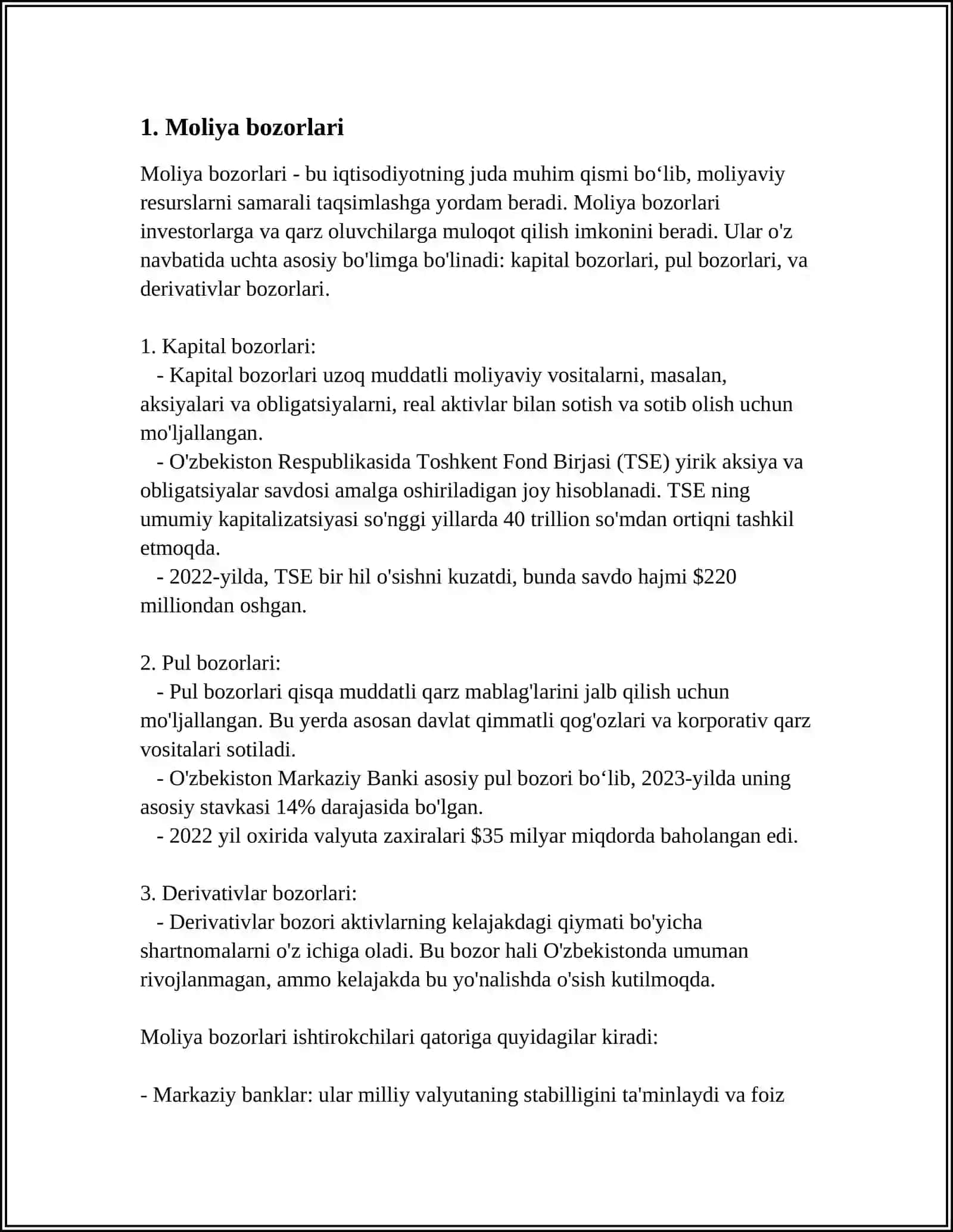 Moliya bozorlari 3