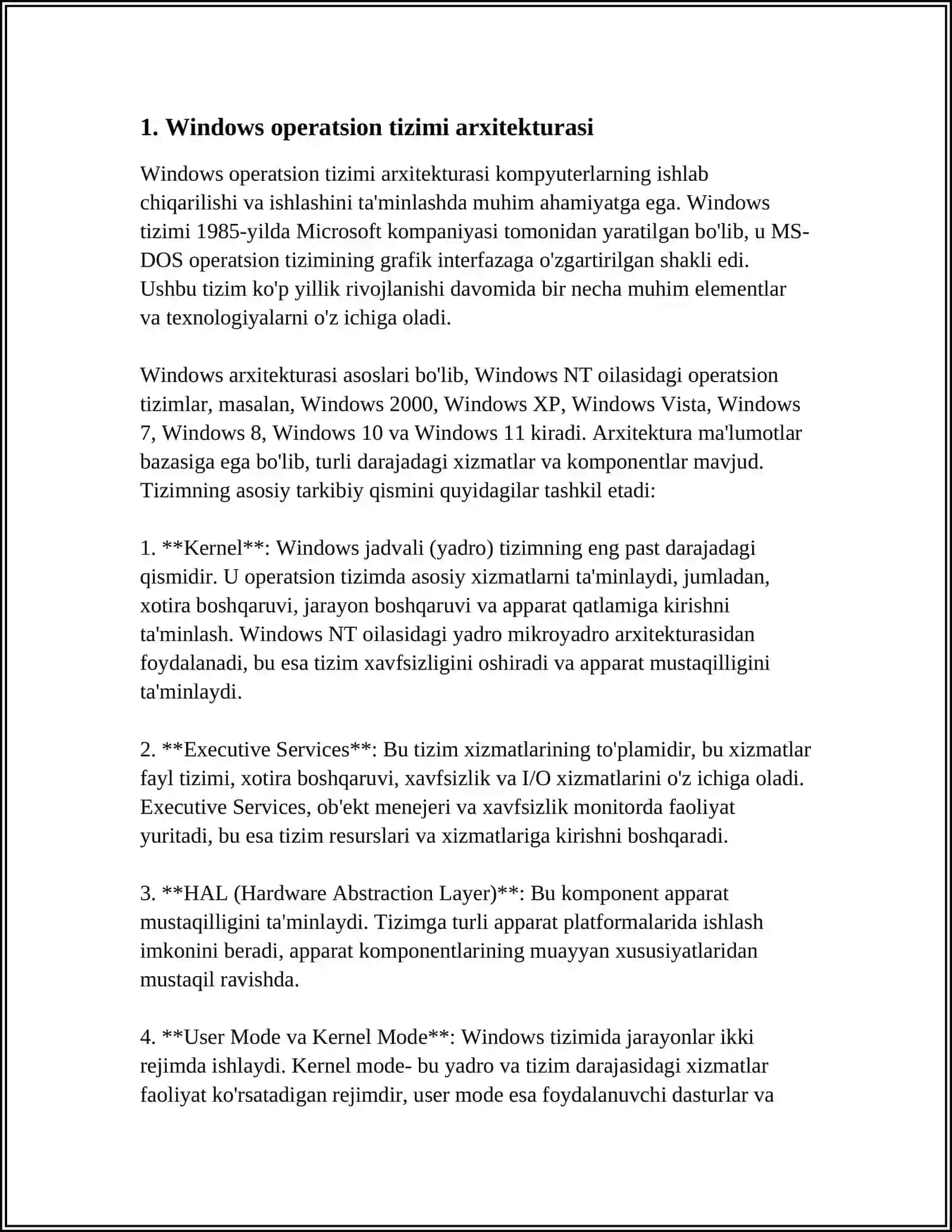 WINDOWS OPERATSION TIZIMI TAQSIMLANGAN TIZIM MUHITI 3