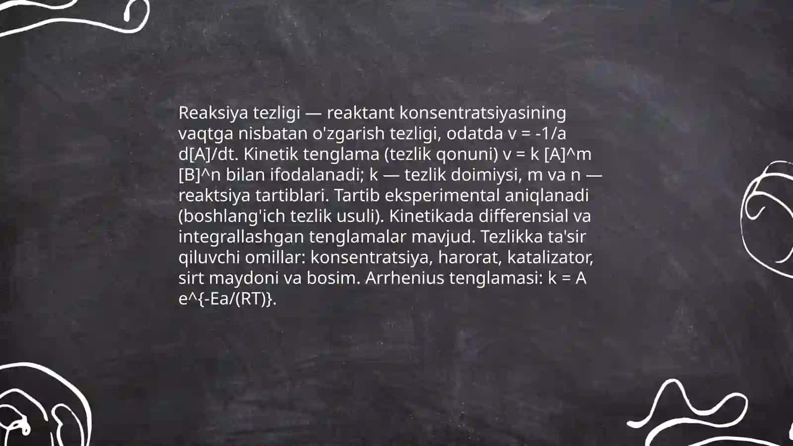 Kimyoviy reaktsiyalarning kinetik tenglamalari 3