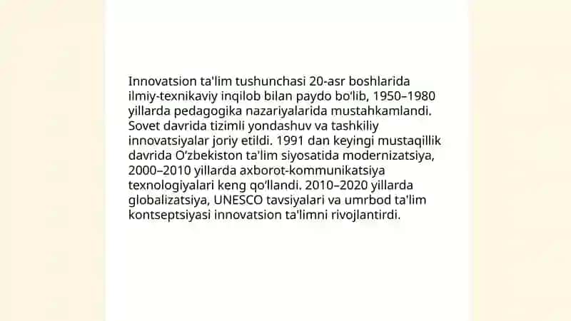 Innovatsion ta'limning rivojlanish tarixi 3