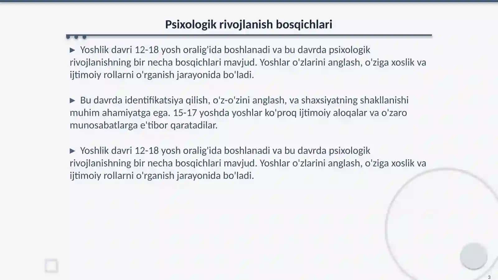 Yoshlik davrining psixologik xususiyatlari 3