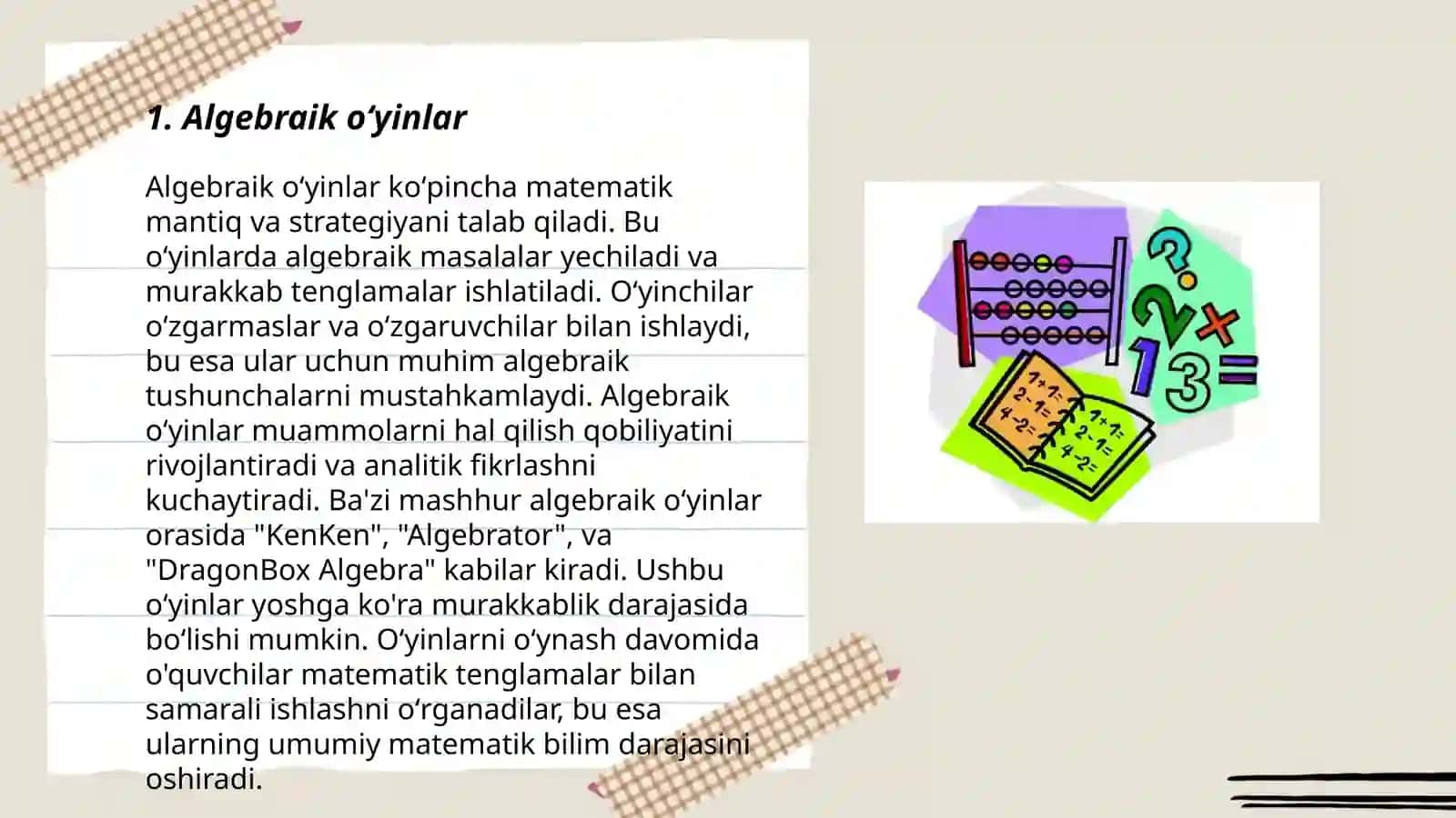 Algebraik oʻyinlar 3