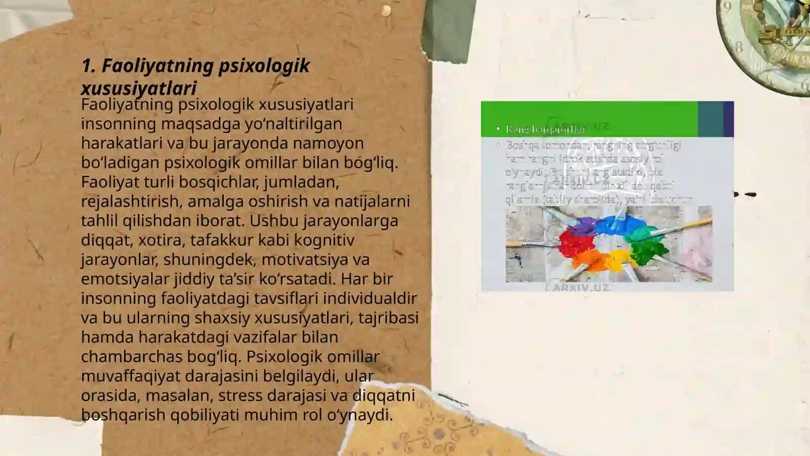 Faoliyatning umumiy psixalagik tasnifi 3