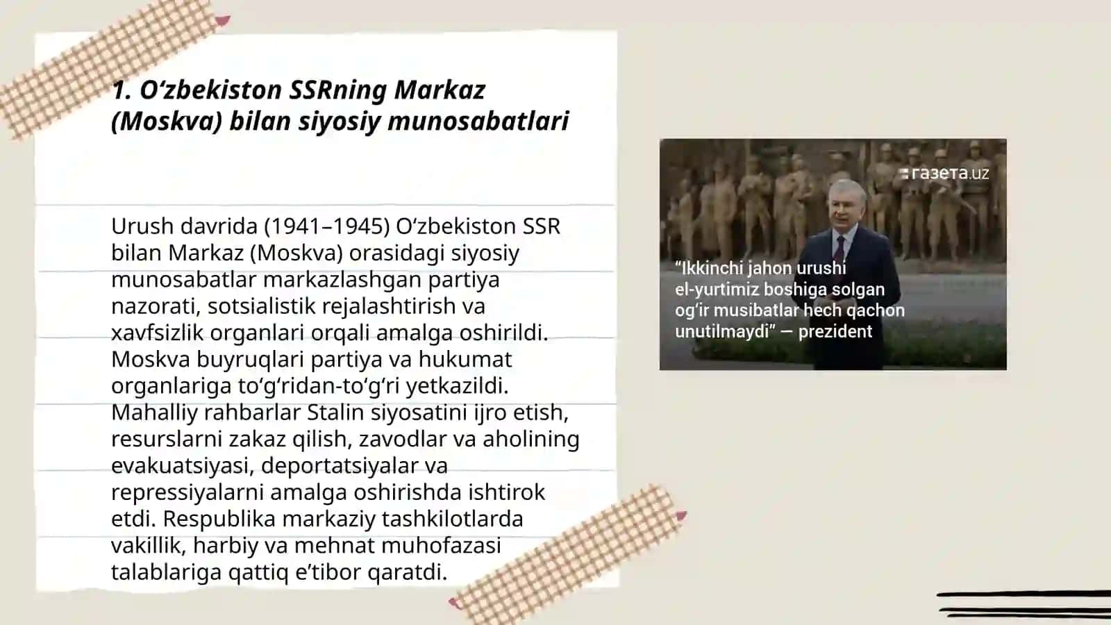 Oʼzbekiston Ikkinchi jahon urushida siyosiy hayot 3