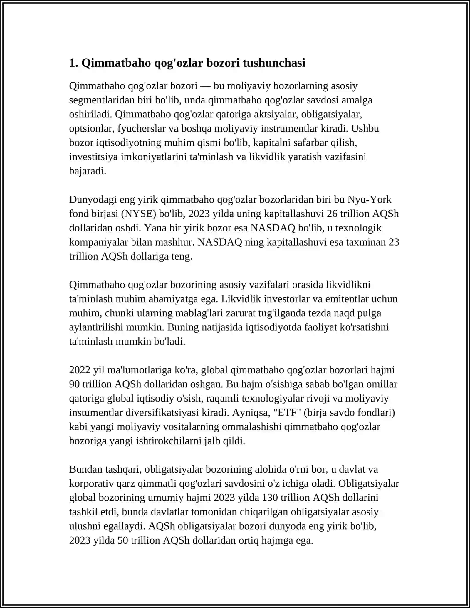 Qimmat Baxo Qog'ozlar Savdosi 3