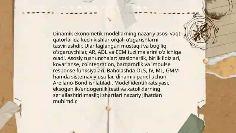 Dinamik ekonometrik modellardan foydalanish 3