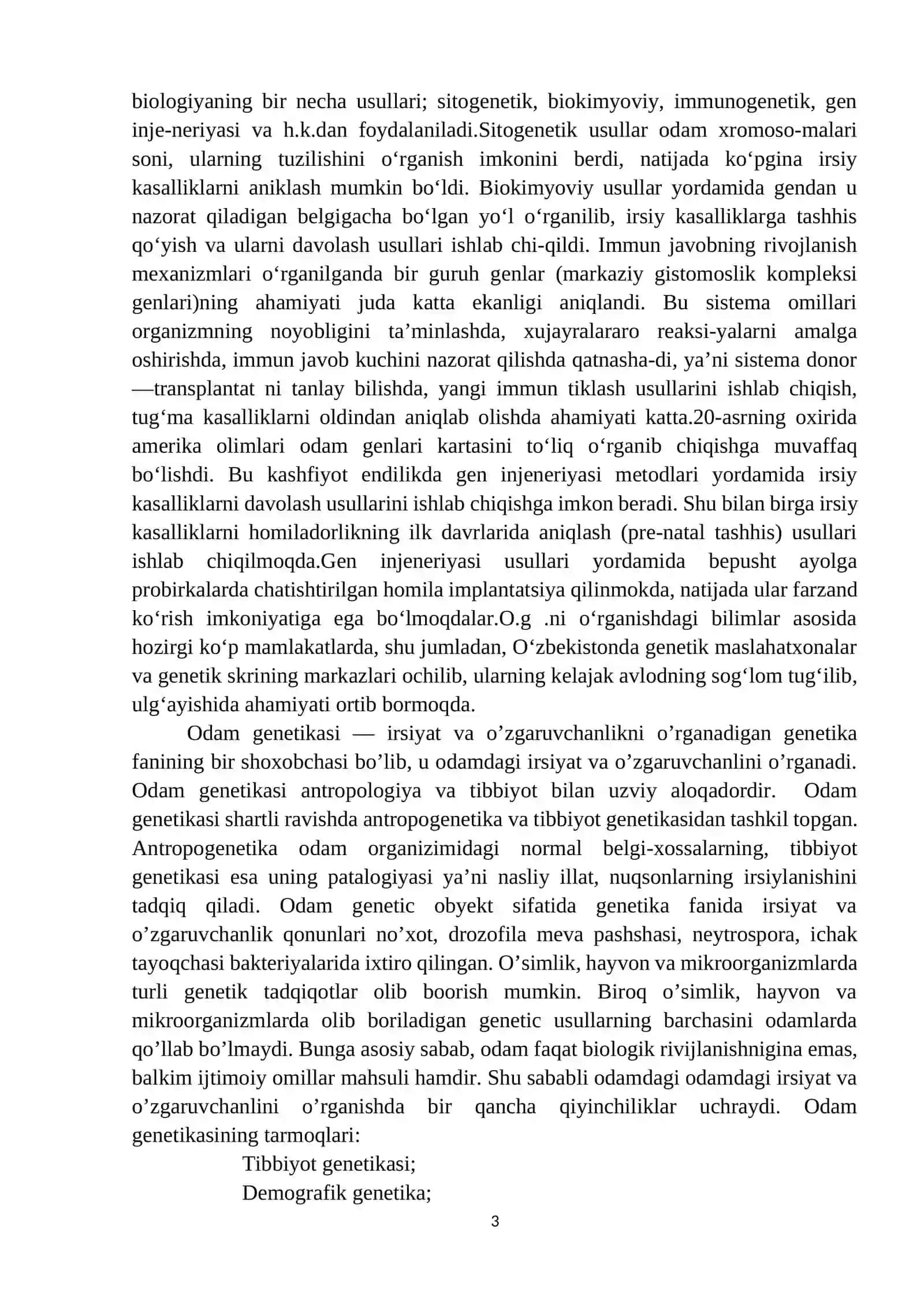 Tibbiyot genetikasi sohasidagi yutuqlar muommolar va istiqbollar haqida 3