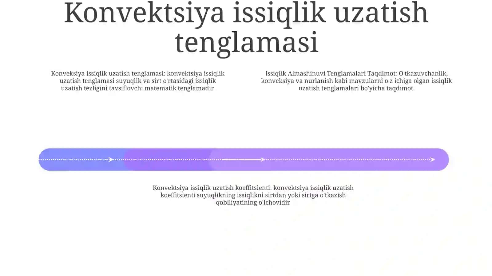 Issiqlik Almashinuvi Tenglamalari Taqdimot 3