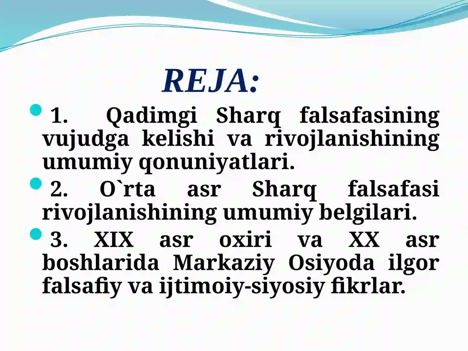 FALSAFIY TAFAKKUR TARAQQIYOTI BOSQICHLARI: SHARQ FALSAFASI 3