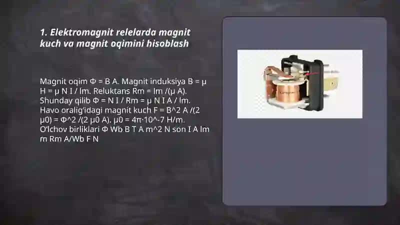 Elektromagnit relelarini hisoblash. 3