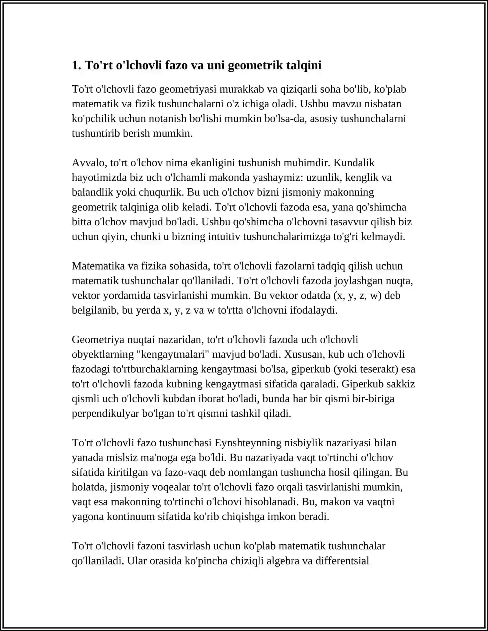 TOʻRT OʻLCHOVLI VEKTORLAR VA TENZORLAR 3