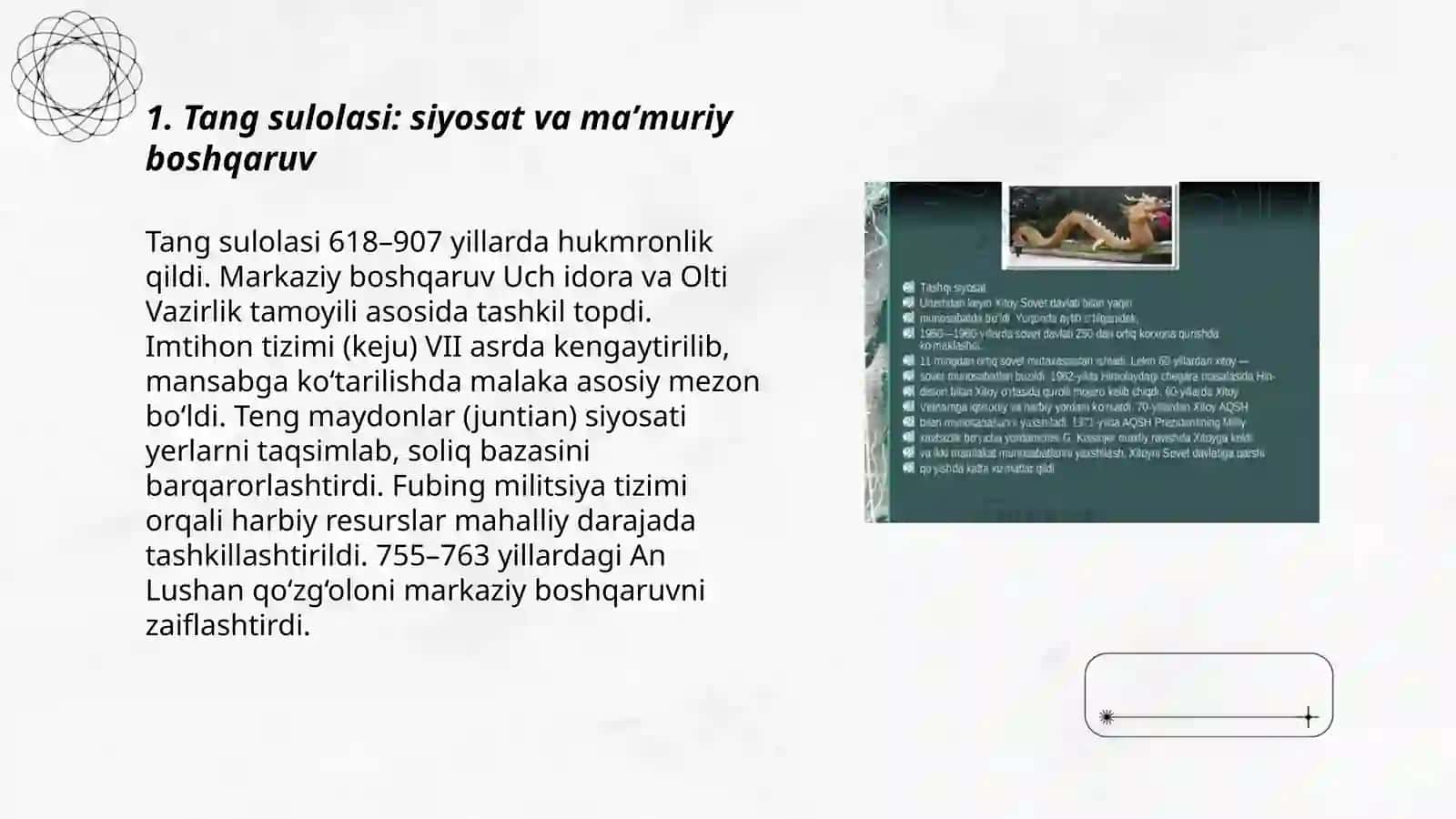 Tang sulolasi: siyosat va maʼmuriy boshqaruv 3