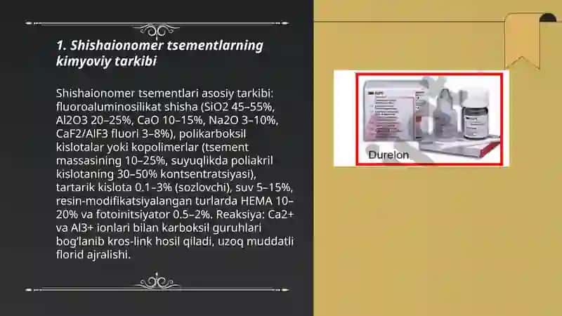 Shishaionomer tsementlar tarkibi va hususiyatlari 3