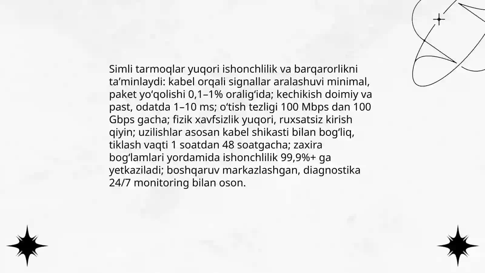 Simli va simsiz tarmoqlar texnologiyalarining afzalliklari va cheklovlari 3
