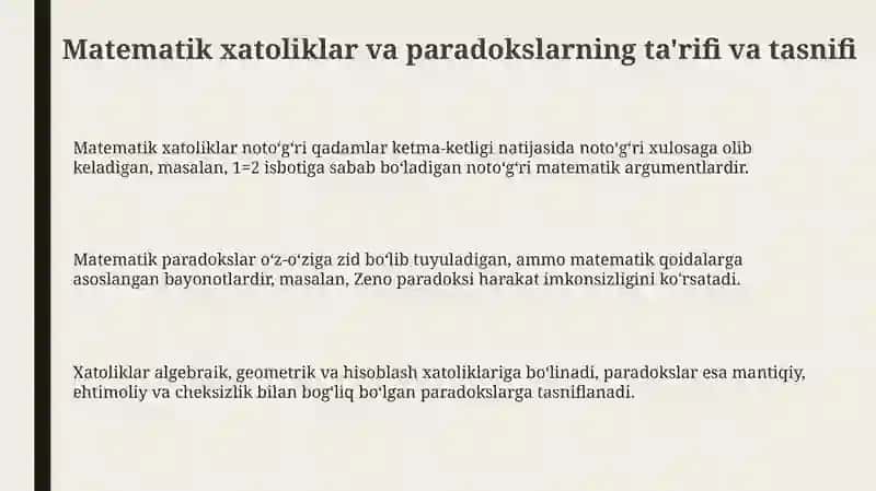 Matematik sofizmlar. Matematik paradokslar 3