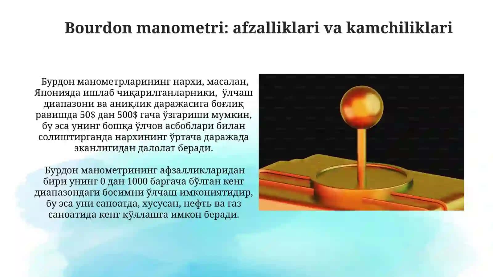 Suyuqlikli bosim o‘lchash vositalarini qiyoslash 3