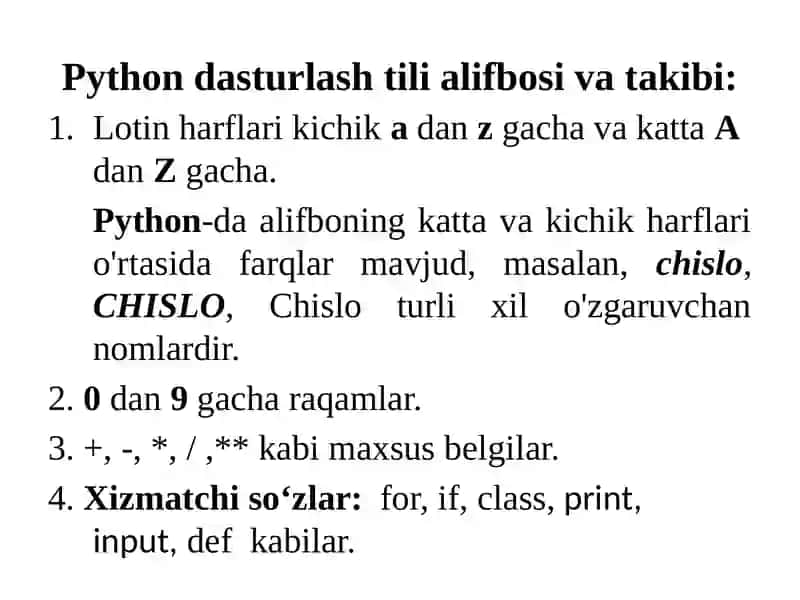 Pyton dasturlash tili va uning imkoniyatlari 3