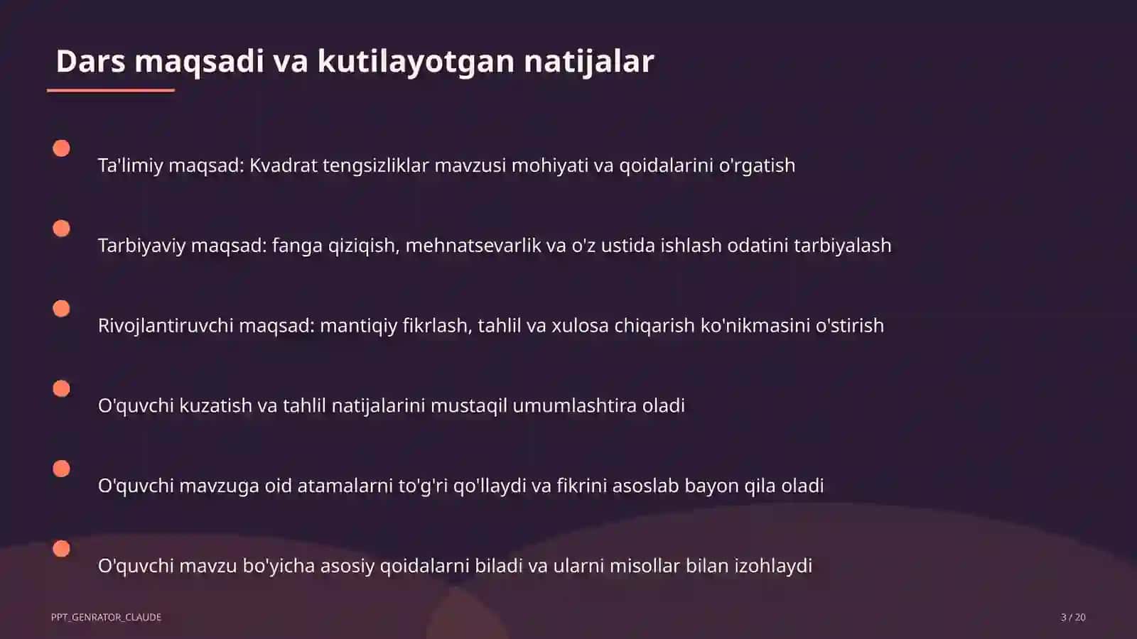 Kvadrat tengsizliklar (9-sinf) 3