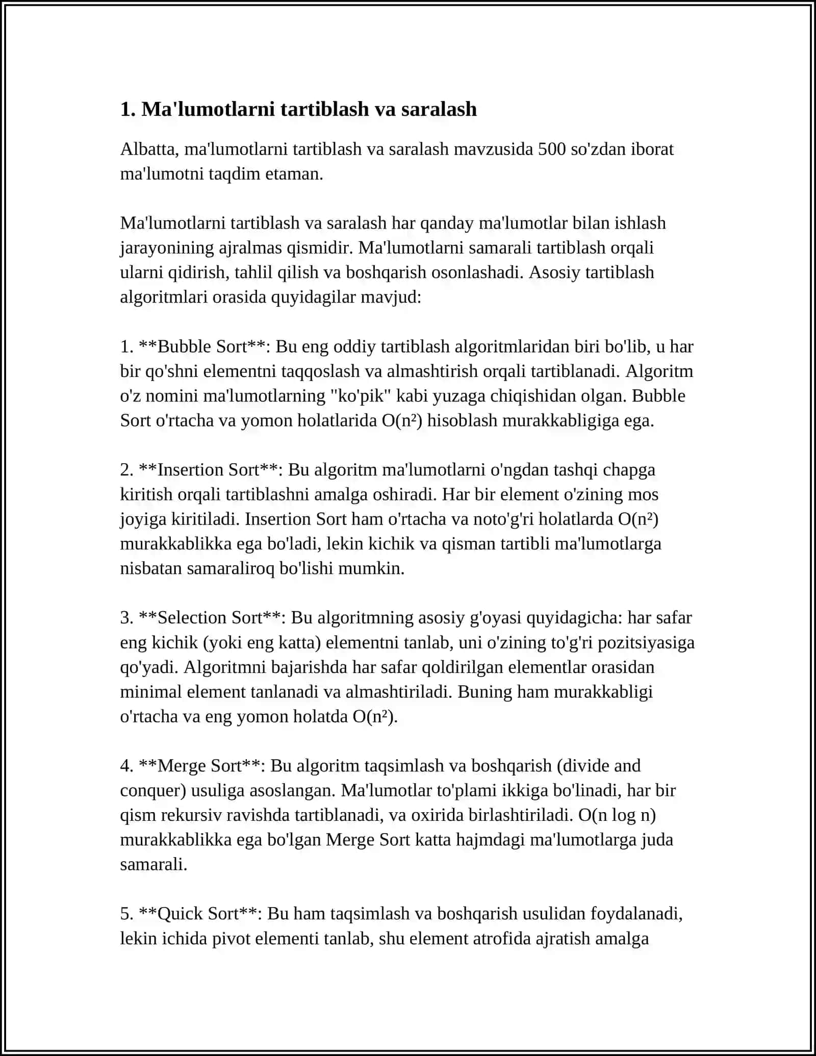 EXCEL DASTURIDA TURLI HISOBOTLAR TAYYORLASH 3