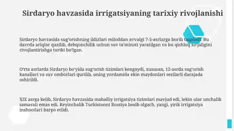 Sirdaryo havzasida irrigatsiya va melioratsiya 3