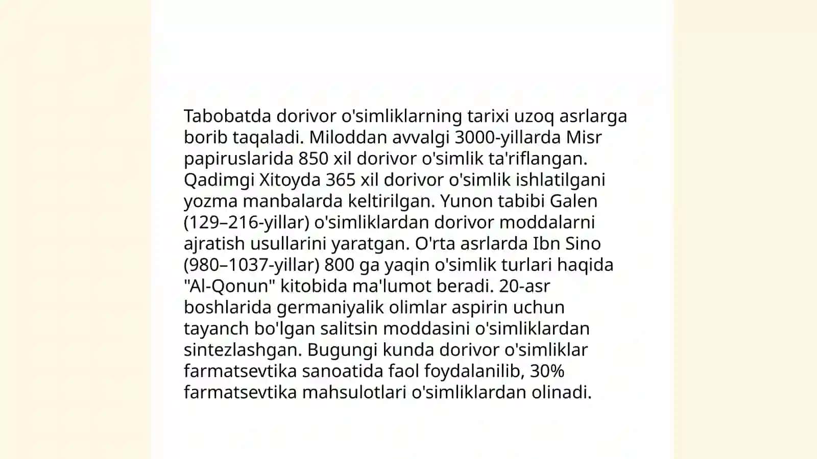 Tabobatda dorivor õsimliklar ahamiyati 3