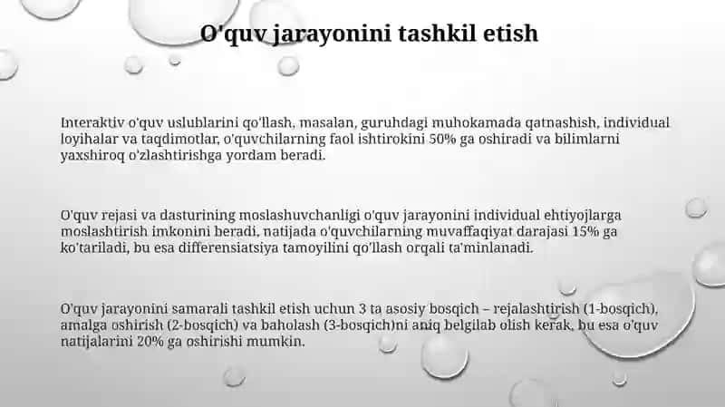 Talimiy faoliyatni tashkil qilish va unga rahbarlik qilish 3