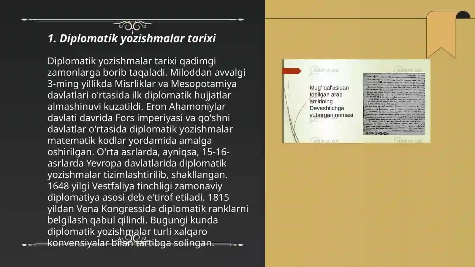 Diplomatik yozishma va ularning til xususiyatlari 3