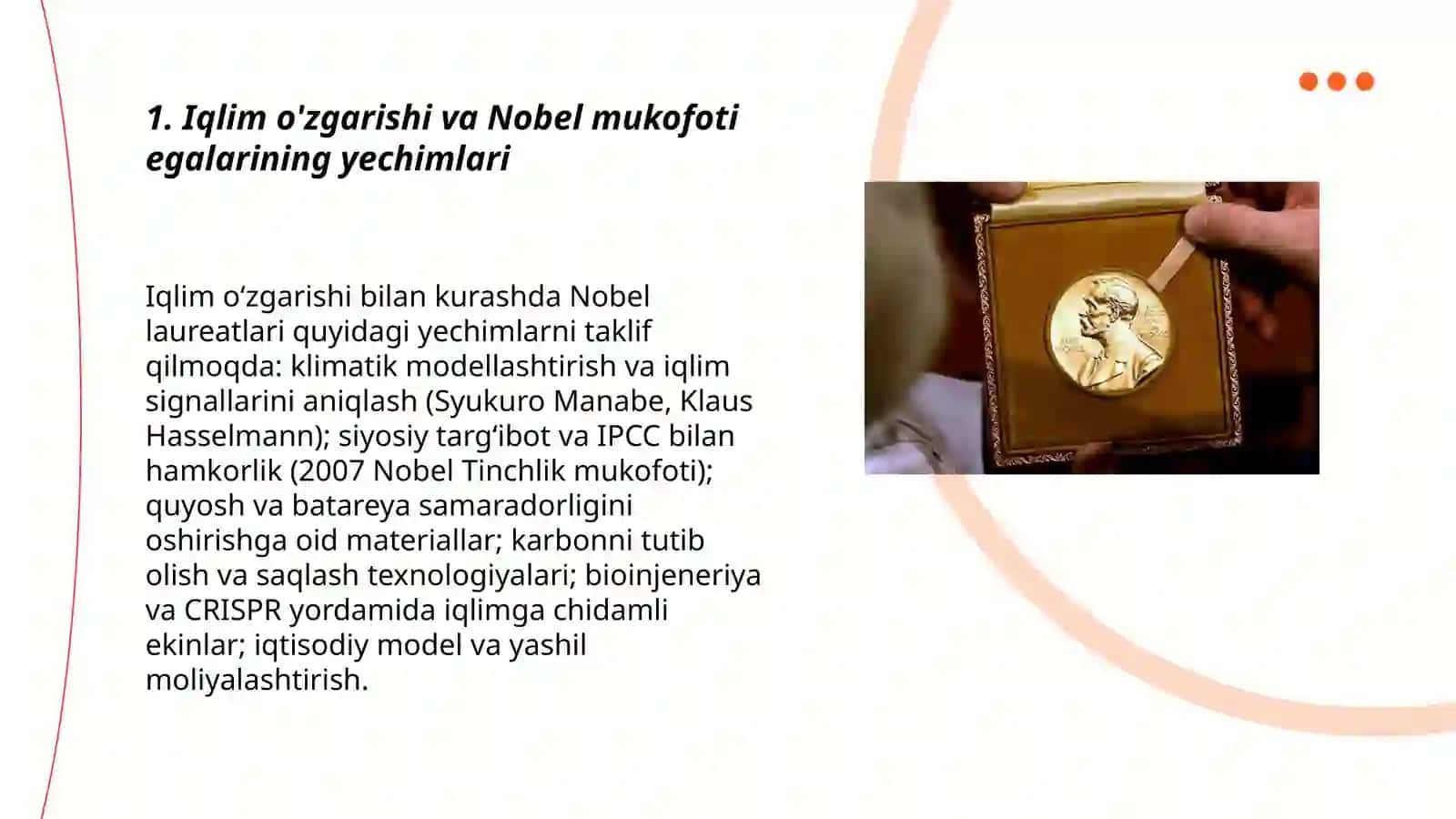 Iqlim o'zgarishi va Nobel mukofoti egalarining yechimlari 3