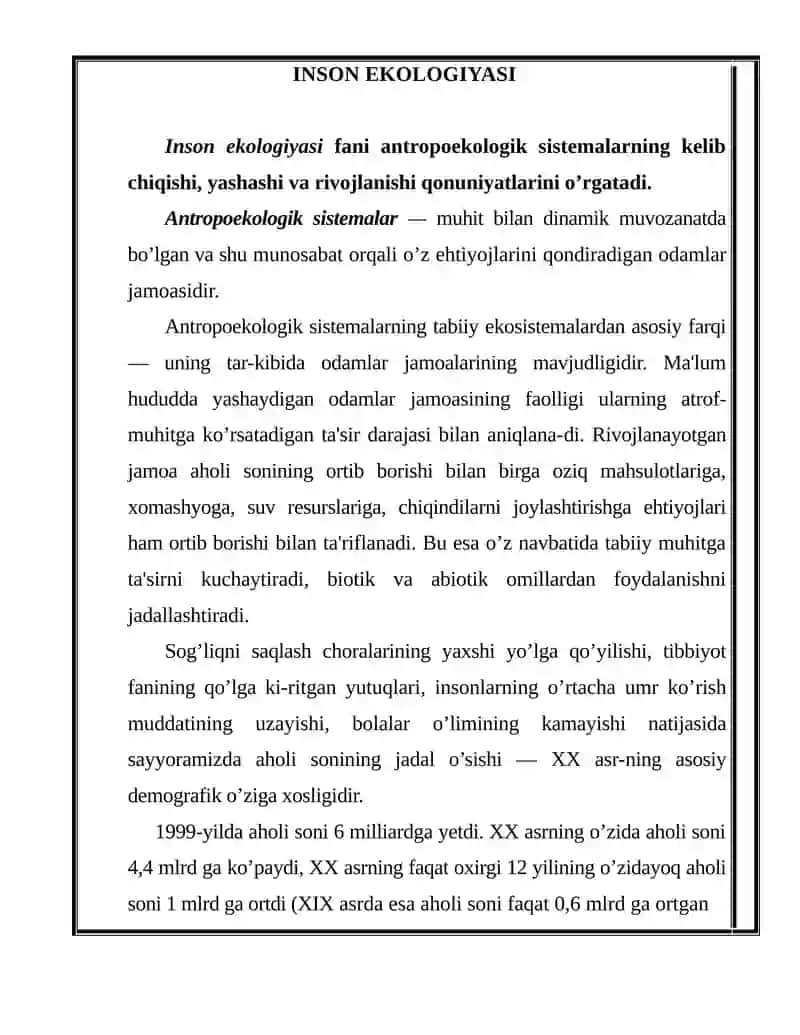 INSON EKOLOGIYASI 3