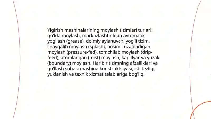Yigirish mashinalarini moylash sistemalari 3