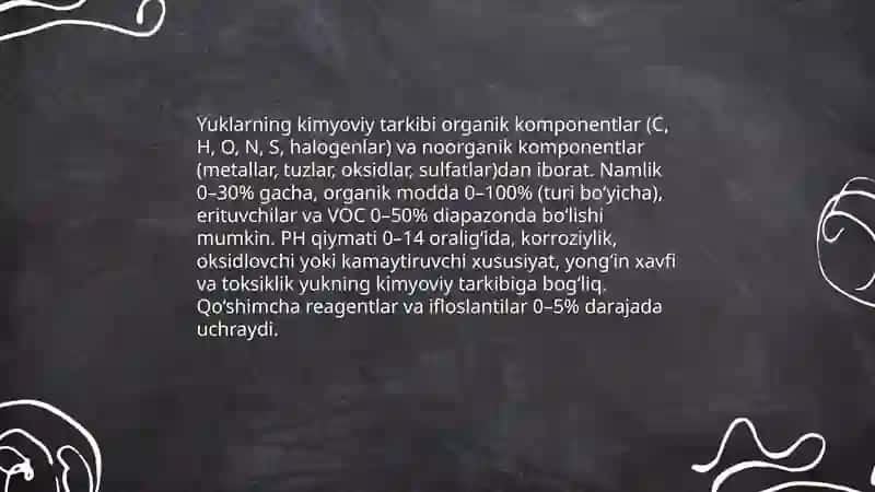 Yuklarning kimyoviy xususiyatlari 3