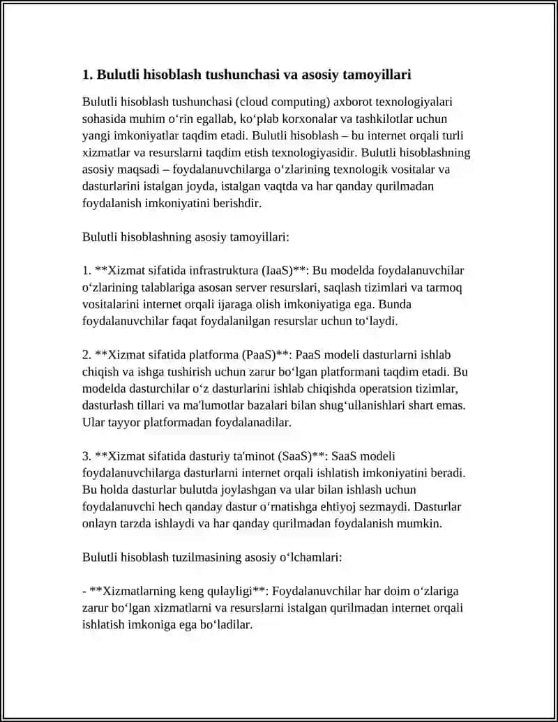 BULUTLI HISOBLASHLARI (CLOUD COMPUTING) VA UNING IMKONIYATLARI 3