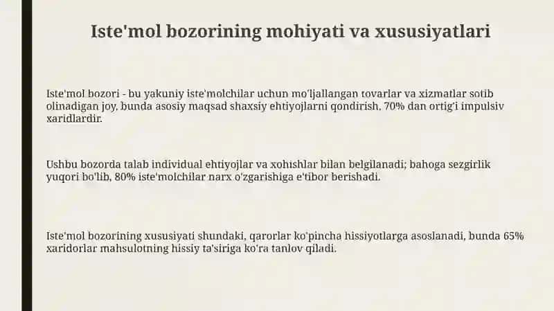 Iste'mol Bozori Mohiyati va Xususiyatlari 3