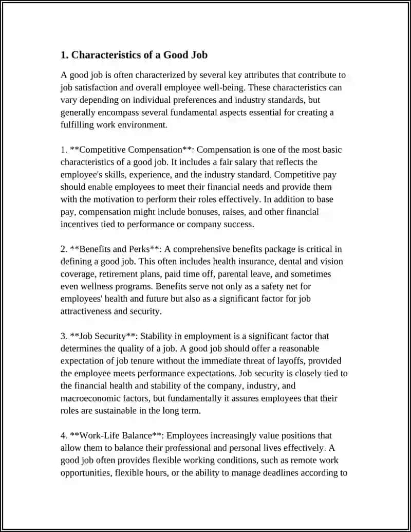 Characteristics of a Good Job 3