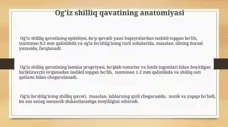 Og'iz Shilliq Qavati va Uning Xususiyatlari 3